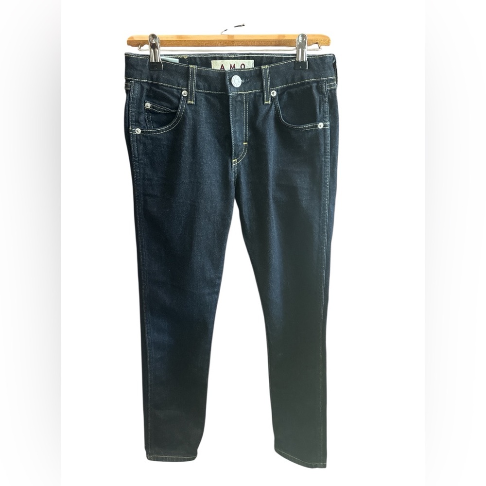 AMO Dark Indigo Skinny Jeans Women’s Size 24 Made in USA Cotton Casual Denim